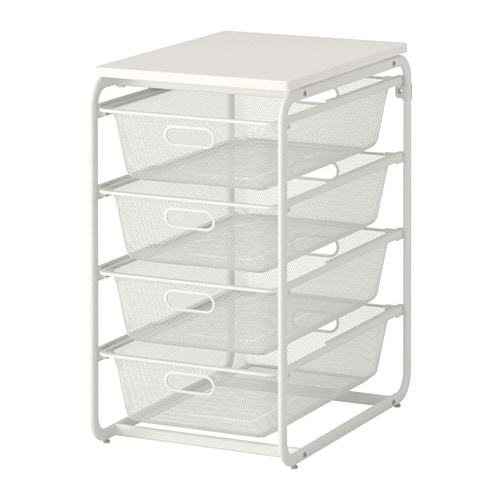 ALGOT - Bộ giá đê đồ 4 ngăn/Frame/4 mesh baskets/top shelf, white