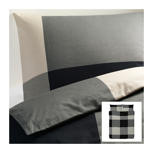 BRUNKRISSLA - Bộ vỏ chăn gối 200x230/Quilt cover and 2 pillowcases