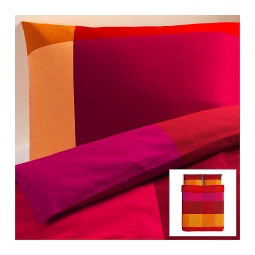 BRUNKRISSLA - Bộ vỏ chăn gối 200x230/Quilt cover and 2 pillowcases