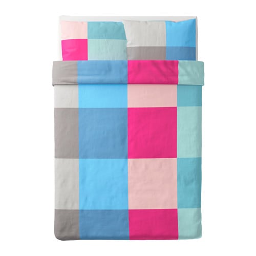 BRUNKRISSLA - Bộ vỏ chăn gối 200x230/Quilt cover and 2 pillowcases