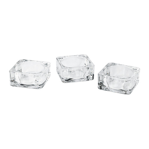 GLASIG - Đế nến 3c/Candle holder, clear glass