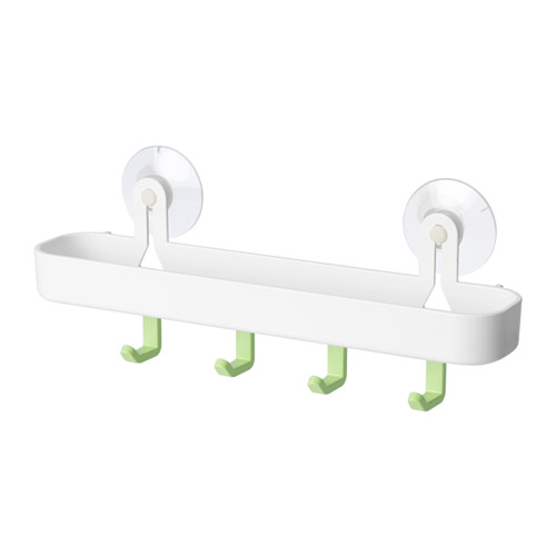 GLÖMSTA - Khay & móc hút treo đồ bếp/Tray with 4 hooks and suction cup