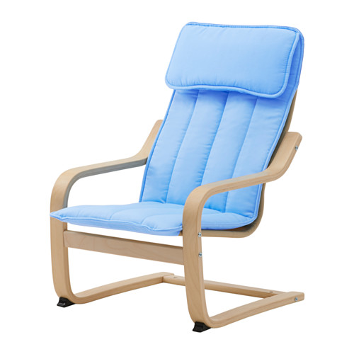 POÄNG - Ghế thư giãn / hildren's armchair, birch veneer, Almås blue