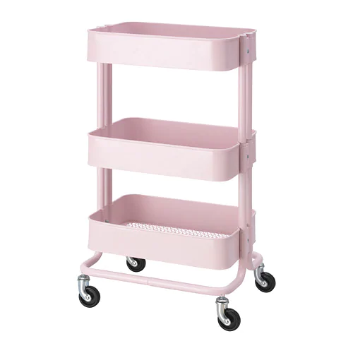 RÅSKOG - Xe đẩy 3 tầng / Trolley, light pink