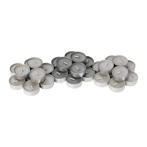 SINNLIG - nến vỉ 30c/Scented tealight, Nutmeg and vanilla, grey