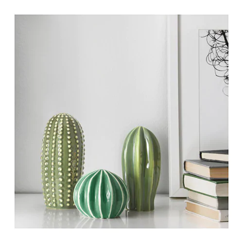 SJÄLSLIGT - Bộ 3 cây xương rồng sứ/Decoration set of 3, green