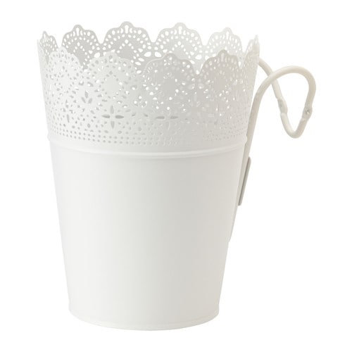 SKURAR - Chậu hoa cài /Plant pot with holder, in/outdoor, white