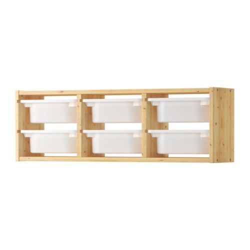 TROFAST - Bộ tủ treo tường 6 ngăn/Wall storage, light white stained pine